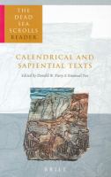 Calendrical and sapiential texts /