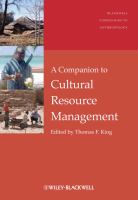 A companion to cultural resource management /