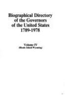Biographical directory of the governors of the United States, 1789-1978 /
