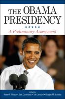 The Obama Presidency A Preliminary Assessment /
