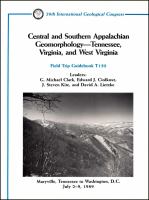 Central and Southern Appalachian geomorphology : Tennessee, Virginia, and West Virginia : Maryville, Tennessee to Washington, D. C., July 2-9, 1989.