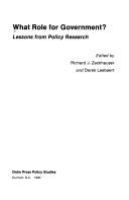 What role for government? : lessons from policy research /