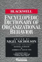 The Blackwell encyclopedic dictionary of organizational behavior