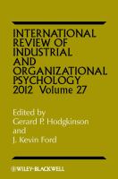 International review of industrial and organizational psychology.