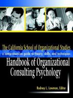 The California School of Organizational Studies handbook of organizational consulting psychology a comprehensive guide to theory, skills, and techniques /