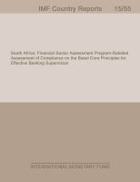 South Africa Financial Sector Assessment Program : Basel core principles for effective banking supervision detailed assessment of compliance /