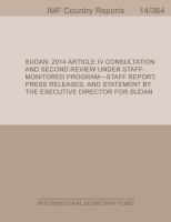 Sudan : 2014 article IV consultation and second review under the staff-monitored program - staff report ; press releases ; and statement by the Executive Director for Sudan.