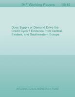 Does supply or demand drive the credit cycle? : evidence from Central, Eastern, and Southeastern Europe /