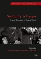 Solidarity in Europe : citizens' responses in times of crisis /