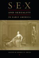Sex and sexuality in early America /