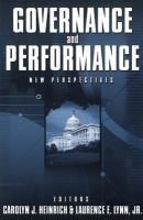 Governance and performance : new perspectives /