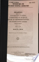 Nuclear R&D and the Idaho National Laboratory hearing before the Subcommittee on Energy, Committee on Science, House of Representatives, One Hundred Eighth Congress, second session, June 24, 2004.