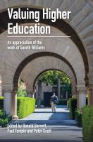 Valuing higher education : an appreciation of the work of Gareth Williams /