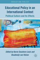 Educational policy in an international context : political culture and its effects /