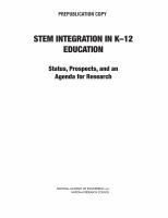 STEM integration in K-12 education : status, prospects, and an agenda for research /