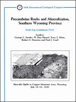Precambrian rocks and mineralization, southern Wyoming Province : Hartville uplift to Copper Mountain area, Wyoming, July 19-25, 1989 /