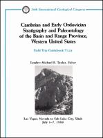Cambrian and early Ordovician stratigraphy and paleontology of the Basin and Range Province, Western United States : Las Vegas, Nevada to Salt Lake City, Utah July 1-7, 1989 /