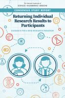 Returning individual research results to participants : guidance for a new research paradigm /