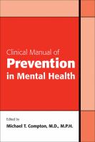 Clinical manual of prevention in mental health