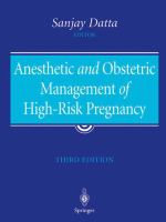 Anesthetic and obstetric management of high-risk pregnancy /