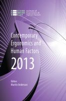 Contemporary ergonomics and human factors 2013 /