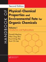 Handbook of physical-chemical properties and environmental fate for organic chemicals.