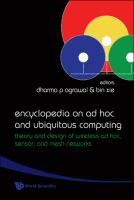 Encyclopedia on ad hoc and ubiquitous computing : theory and design of wireless ad hoc, sensor, and mesh networks /