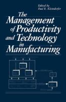The Management of productivity and technology in manufacturing /