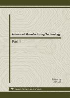 Advanced manufacturing technology : selected papers from 2011 international conference on advanced design and manufacturing engineering (ADME 2011), 16-18 September, 2011, Guangzhou, China /
