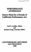 Performance anthology : source book for a decade of California performance art /