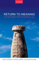 Return to meaning : a social science with something to say /