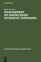 Management of knowledge-intensive companies /