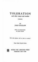 Toleration and other essays and studies; posthumous.