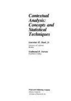 Contextual analysis : concepts and statistical techniques /