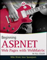 Beginning ASP.NET web pages with WebMatrix /
