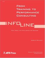 From training to performance consulting /