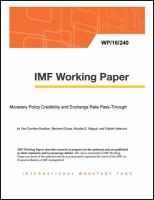 Monetary Policy Credibility and Exchange Rate Pass-Through /