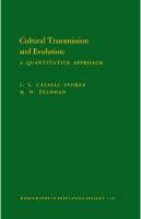 Cultural Transmission and Evolution (MPB-16), Volume 16 A Quantitative Approach. (MPB-16) /