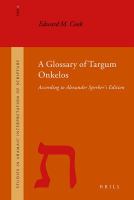 A glossary of Targum Onkelos according to Alexander Sperber's edition /