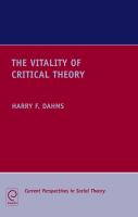 The vitality of critical theory /