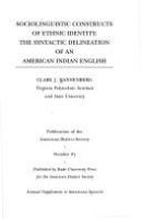 Sociolinguistic constructs of ethnic identity : the syntactic delineation of an American Indian English /