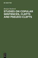 Studies on copular sentences, clefts, and pseudo-clefts /
