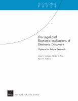 The legal and economic implications of electronic discovery : options for future research /