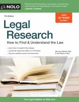 Legal research : how to find & understand the law /