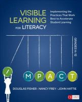 Visible learning for literacy, grades K-12 : implementing the practices that work best to accelerate student learning /