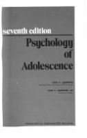 Psychology of adolescence.