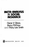 Meta-analysis in social research /