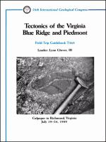 Tectonics of the Virginia Blue Ridge and Piedmont : Culpeper to Richmond, Virginia, July 19-24, 1989 /