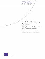 The Collegiate Learning Assessment : setting standards for performance at a college or university /