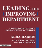 Leading the improving department : a handbook of staff activities /